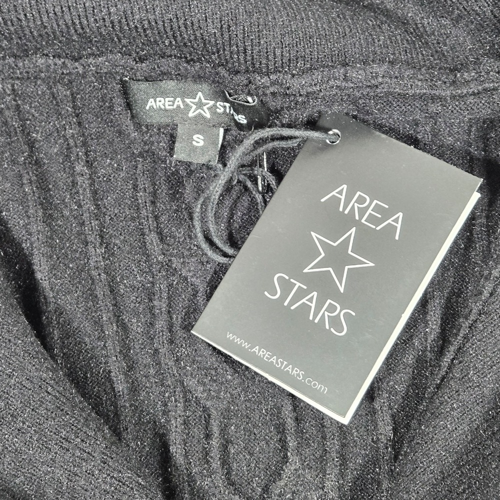 Area Stars Black Shimmer‎ Ribbed Cable Knit Quarter Zip Sailor Collar Sweater S - Picture 5 of 10